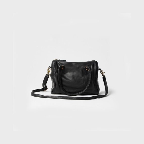 Wanderers Handbag Black Leather Satchel "The San Montano" Crossbody Convertible - Picture 1 of 4